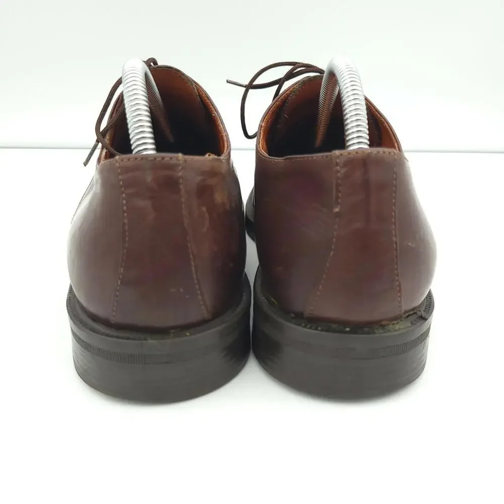 Brass Boot Oxford Shoes Mens 8 Brown Leather Cap Toe Dress Shoes‎ Made in Italy